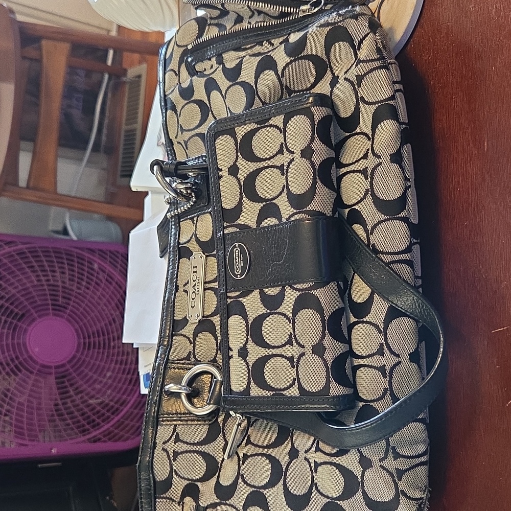 Coach Black and Tan Signature Tote Bag And Wallet